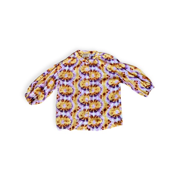 ELIE Elie Tahari orange purple top button front small - Picture 6 of 10